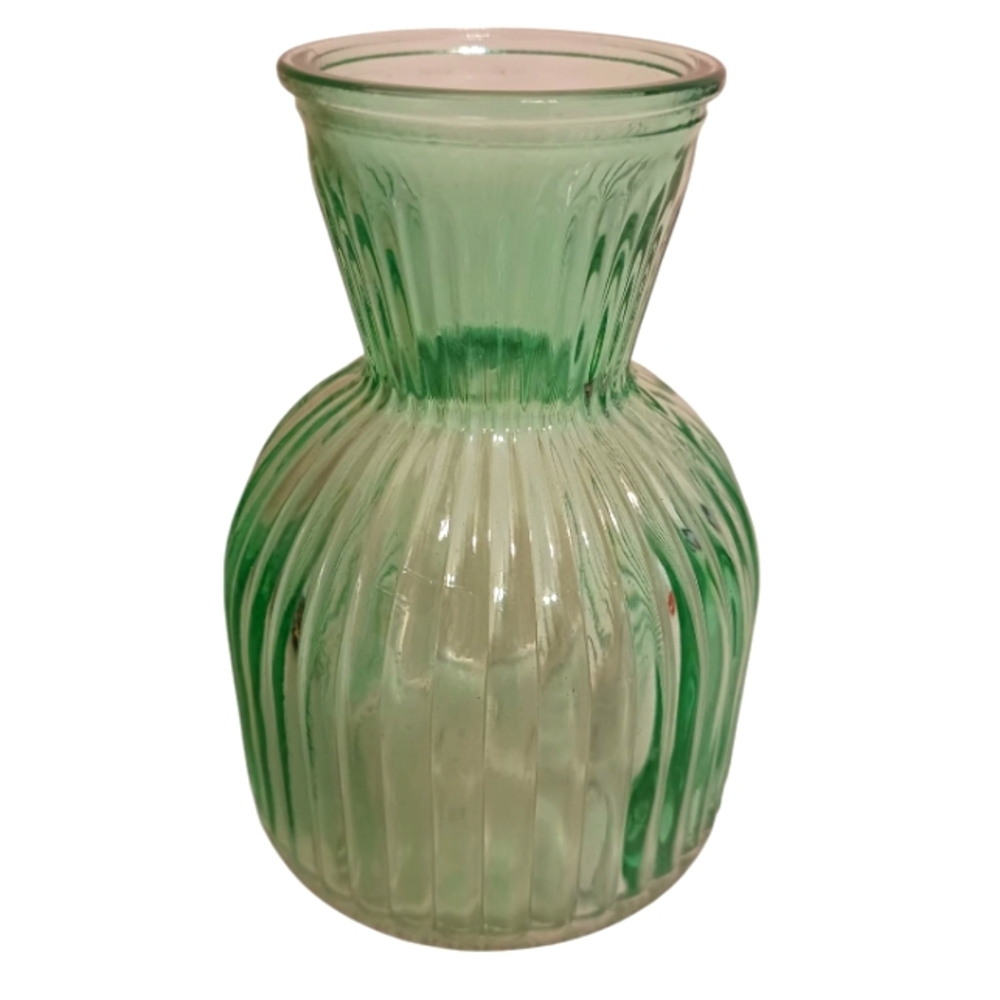 SMALL GREEN BOTTLENECK GLASS VASE 2 × 4 INCHES